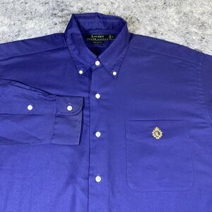 Lauren Ralph Lauren Dress Shirt Men's Medium Deep Purple Cotton Preppy Classic‎